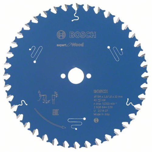 Диск за циркуляр Expert for Wood BOSCH, 184x20x2,6 mm, 40 зъба