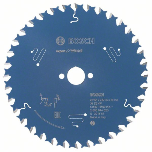 Циркулярен диск Expert for Wood BOSCH 165x20x2,6 mm, 36 зъба