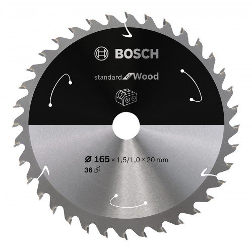 Диск за акумулаторен циркуляр Standard for Wood BOSCH, 165 mm, 36 зъба Диск за акумулаторен циркуляр Standard for Wood BOSCH, 165 mm, 36 зъба