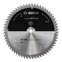 Диск за акумулаторен циркуляр Standard for Wood BOSCH, 190х30 mm, 60 зъба