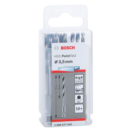 Спирално свредло BOSCH HSS PointTeQ Hex 3,5 mm, 10 бр. Спирално свредло BOSCH HSS PointTeQ Hex 3,5 mm, 10 бр.
