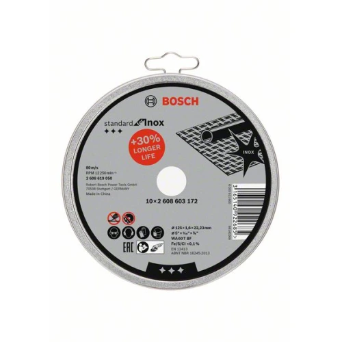 Дискове за рязане BOSCH Standard for Inox 125/1,6 mm Дискове за рязане BOSCH Standard for Inox 125/1,6 mm