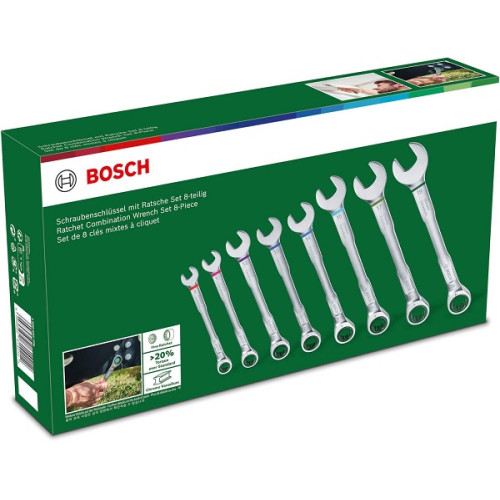 Комплект ключове с тресчотка BOSCH - 8 части