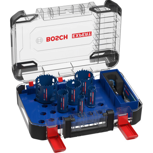 Комплект боркорони и свредла BOSCH EXPERT Tough Material, 22/25/35/51/60/68 mm - 9 части Комплект боркорони и свредла BOSCH EXPERT Tough Material, 22/25/35/51/60/68 mm - 9 части