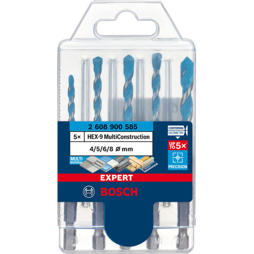 Комплект универсални свредла BOSCH EXPERT HEX-9 MultiConstruction 4/5/6/6/8 mm, 5 бр.