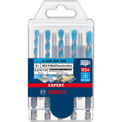 Комплект универсални свредла BOSCH EXPERT HEX-9 MultiConstruction, 5 бр.