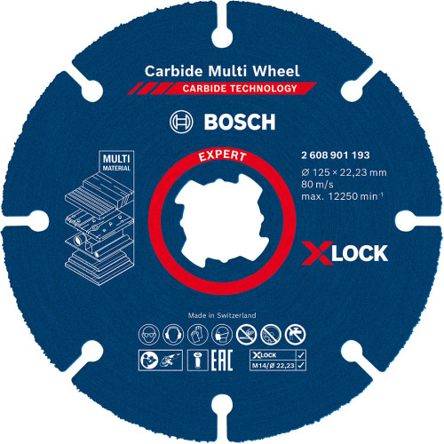 Дискове за ъглошлайф BOSCH EXPERT Carbide Multi Wheel X-LOCK 125 mm, 10 бр.
