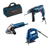Комплект BOSCH Ударна бормашина GSB 550 + Ъглошлайф GWS 750-125 + Прободен трион GST 700 Комплект BOSCH Ударна бормашина GSB 550 + Ъглошлайф GWS 750-125 + Прободен трион GST 700
