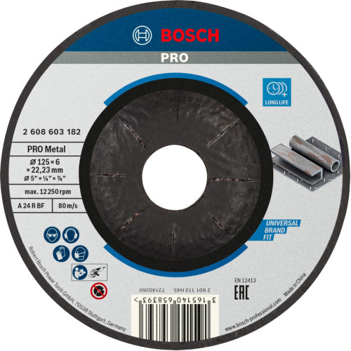 Диск за грубо шлифоване BOSCH PRO Metal Ф125х6х22.23 Диск за грубо шлифоване BOSCH PRO Metal Ф125х6х22.23
