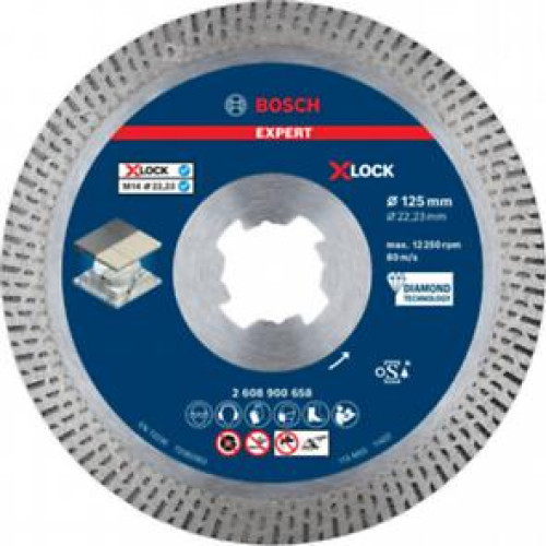 Диамантен диск за рязане BOSCH EXPERT HardCeramic X-LOCK 125 x 22,23 x 1,4 x 10 mm