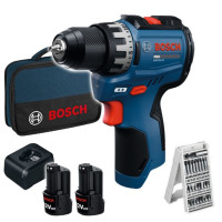 Акумулаторен винтоверт BOSCH GSR 12V-31 2x2.0 Ah + чанта + битове