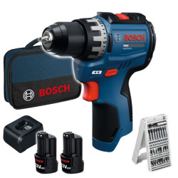 Акумулаторен винтоверт BOSCH GSR 12V-31 2x2.0 Ah + чанта + битове