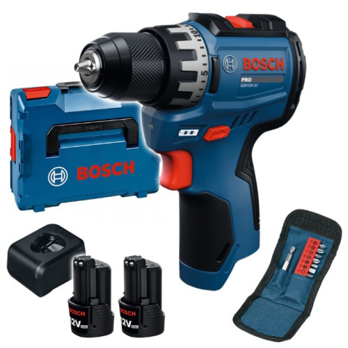 Акумулаторен винтоверт BOSCH GSR 12V-31 2x2.0 Ah + куфар L-BOXX + битове