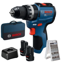 Акумулаторен ударен винтоверт BOSCH GSB 12V-31 2x2,0 Ah + чанта + комплект битове 25 части