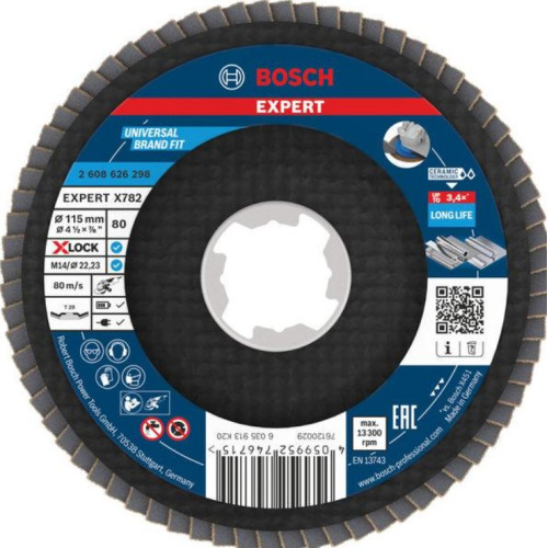 Ламелен диск BOSCH EXPERT X782 скосен 115 mm G80 Trimmable X-Lock