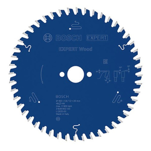 Диск за циркуляр BOSCH EXPERT Wood Circular, 165x1,8x20 mm, T48