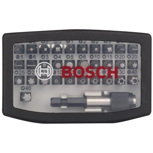 Комплект BOSCH екстра твърди смесени битове за отвертки с държач за битове, 32 броя Комплект BOSCH екстра твърди смесени битове за отвертки с държач за битове, 32 броя