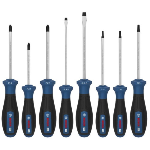 Комплект отвертки BOSCH PRO PH/PZ/SL/TX - 8 броя Комплект отвертки BOSCH PRO PH/PZ/SL/TX - 8 броя