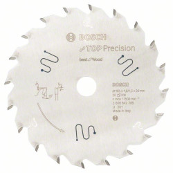 Диск за циркуляр BOSCH 165 mm x 20 mm, Top Precision Best for Wood 