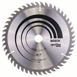 Диск за циркуляр BOSCH Optiline за дърво, 190 mm - 48 зъба