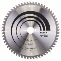 Диск за циркуляр BOSCH Optiline за дърво, 250x30 mm - 60 зъба