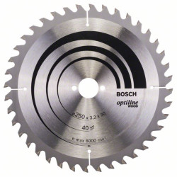 Циркулярен диск Optiline за дърво BOSCH, 250x30 mm