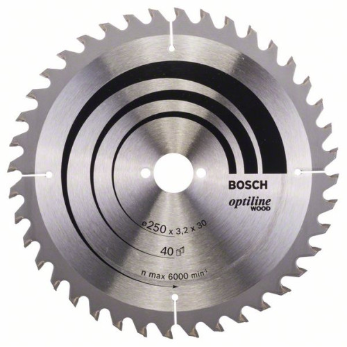 Циркулярен диск Optiline за дърво BOSCH, 250x30 mm