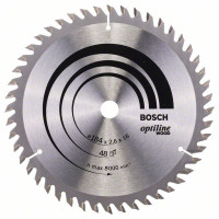 Диск за циркуляр BOSCH Optiline за дърво, 184 mm - 48 зъба