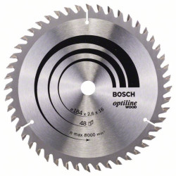 Диск за циркуляр BOSCH Optiline за дърво, 184 mm - 48 зъба