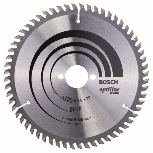 Циркулярен диск BOSCH Optiline за дърво, 190 mm - 60 зъба