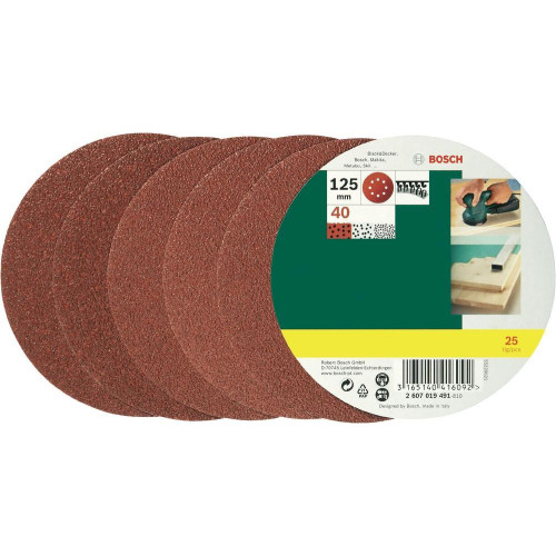 Комплект шкурки за ексцентършлайф BOSCH D125, K40 - 25 части Комплект шкурки за ексцентършлайф BOSCH D125, K40 - 25 части