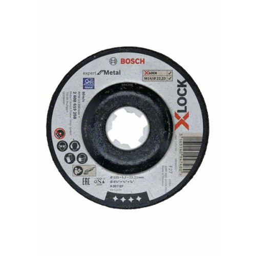 Диск за шлайфане на метал BOSCH X-LOCK 115x6 mm