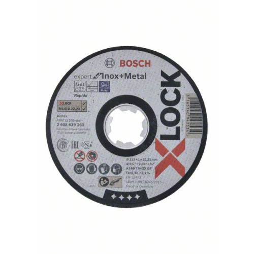 Диск за рязане на метал и inox BOSCH X-LOCK - 115x1.0 mm