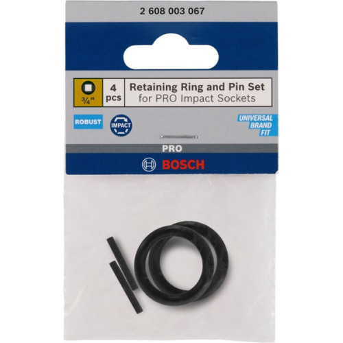 Пръстен и щифт BOSCH PRO за вложки 3/4", 4 броя Пръстен и щифт BOSCH PRO за вложки 3/4", 4 броя