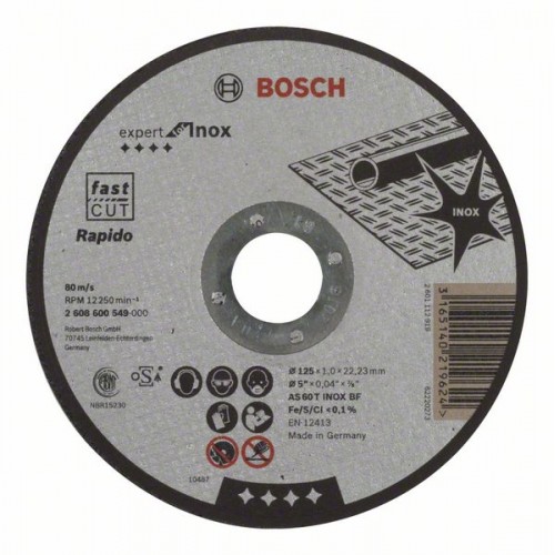 Карбофлексов диск BOSCH за рязане на inox Ф125x22.23 Карбофлексов диск BOSCH за рязане на inox Ф125x22.23