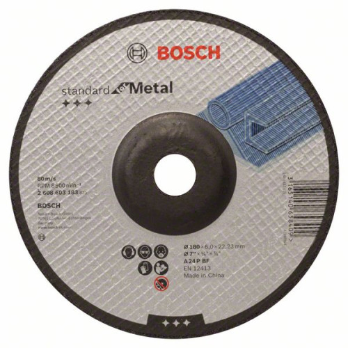 Диск за грубо шлифоване BOSCH Standard for Metal Ф180х6х22.23 Диск за грубо шлифоване BOSCH Standard for Metal Ф180х6х22.23