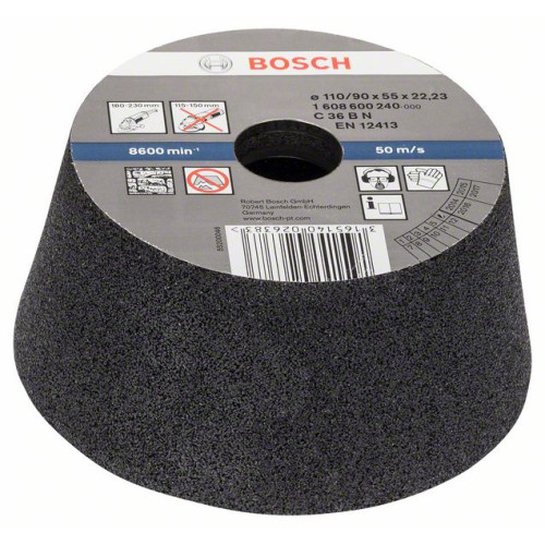 Чашковиден шлифовъчен диск, конусен - камък/бетон BOSCH - 90 mm
