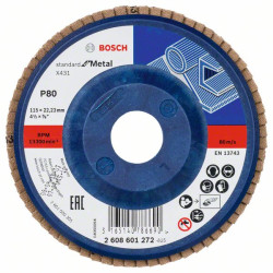 Ветрилообразен диск за шлайфане X 431, Standard for Metal BOSCH 115 mm, P 80