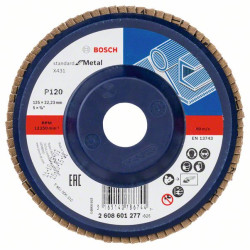 Ветрилообразен диск за шлайфане X 431, Standard for Metal BOSCH 125 mm, P 120