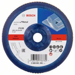 Ветрилообразен диск за шлайфане X 431, Standard for Metal BOSCH 180 mm, P 120